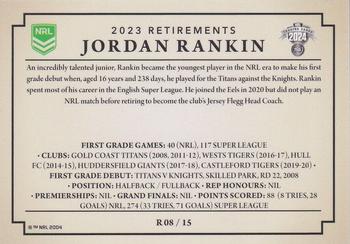 2024 NRL Traders Titanium - Retirements #R08 Jordan Rankin Back